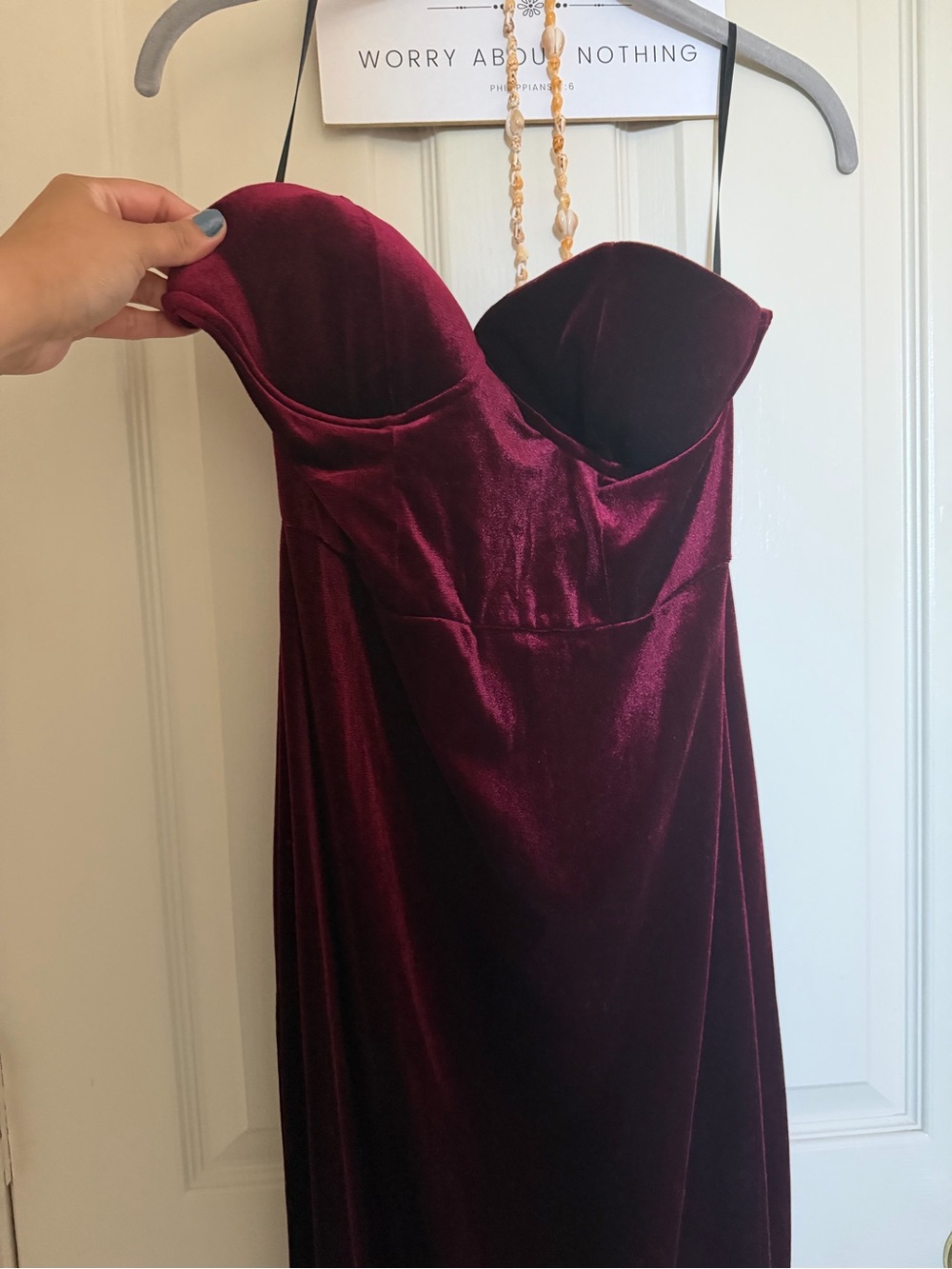 Strapless Velvet Evening Dress in Wine